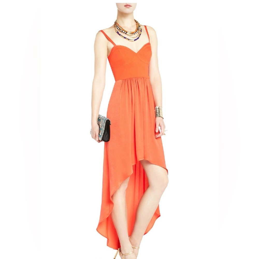 BCBGMAXAZRIA Annamae Bustier High-Low Dress Poinsettia XXS NWT